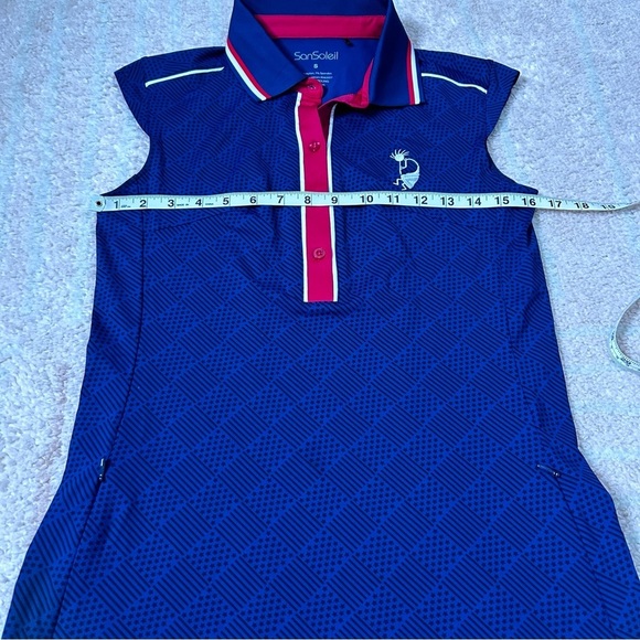 San Soleil Navy Golf Dress with Red and White Accents Size Small Stars Stripes - Picture 8 of 11